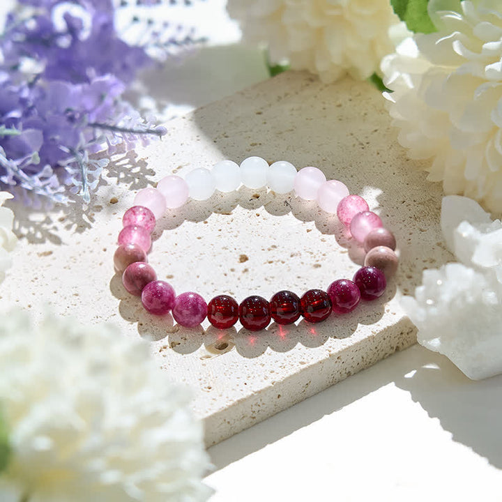 Olivenorma 8mm Natural Pink Crystal Bead Women Bracelet - Natural Crystal - image 0