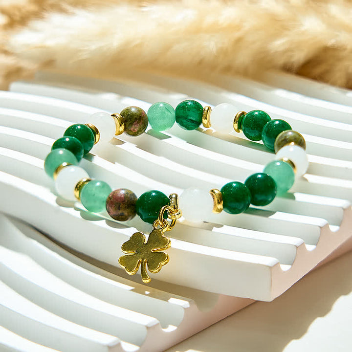Olivenorma Clear Crystal Green Aventurine Unakite Beads Bracelet - image 3