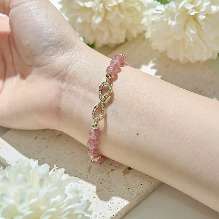 Olivenorma Natural Strawberry Quartz Beads Infinity Symbol Bracelet - image 1