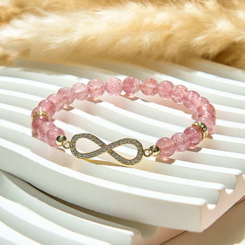 Olivenorma Natural Strawberry Quartz Beads Infinity Symbol Bracelet - image 4