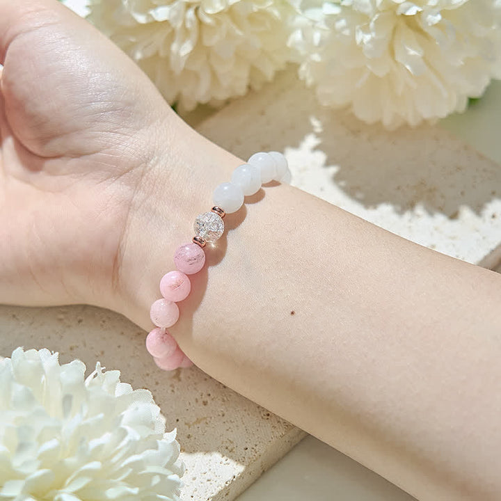Olivenorma Clear Crystal Pink Opal Beads Bracelet - image 1