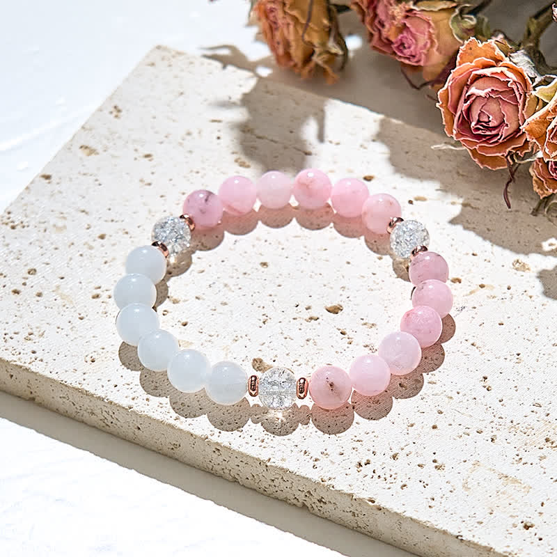 Olivenorma Clear Crystal Pink Opal Beads Bracelet - image 3