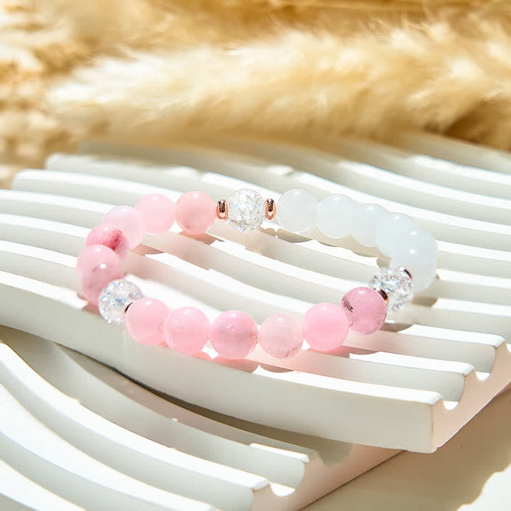 Olivenorma Clear Crystal Pink Opal Beads Bracelet - image 4