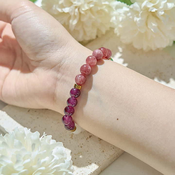 Olivenorma Green Aventurine Strawberry Quartz Garnet Beads Bracelet - image 1