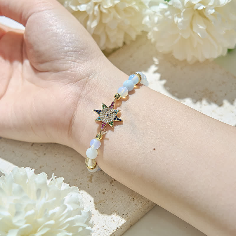 Olivenorma Opalite Beads Colorful Zircon Eight Pointed Star Bracelet - image 1