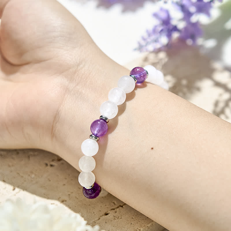 Olivenorma Natural Amethyst Clear Crystal Beads Bracelet - image 1