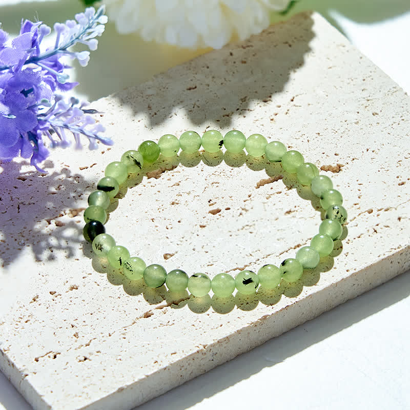 Olivenorma 4mm Natural Prehnite Beads Bracelet - Prehnite - image 0