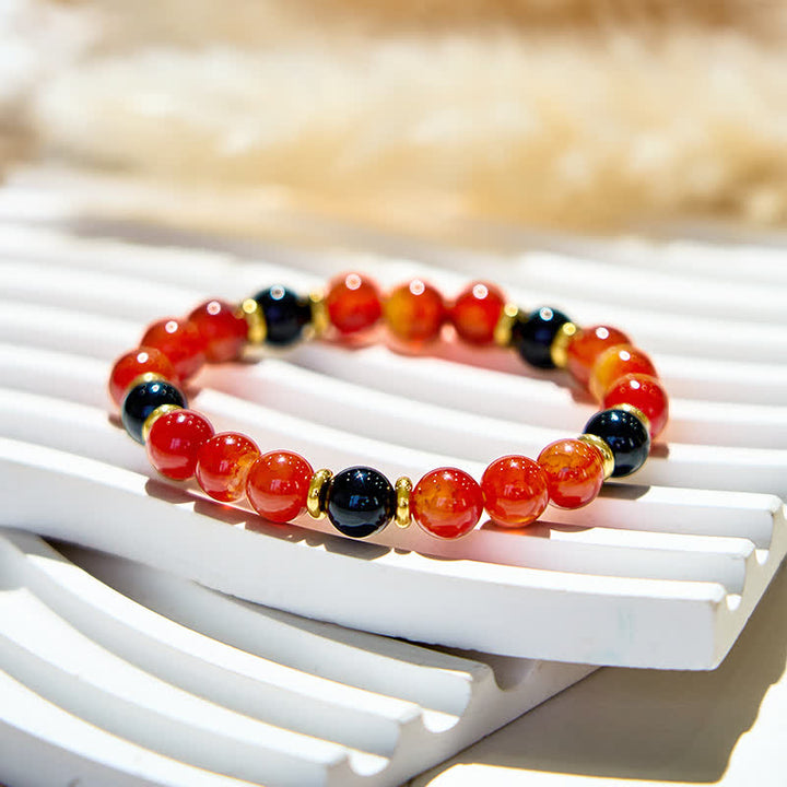 Olivenorma Natural Ruby Quartz Black Onyx Beads Bracelet - image 3