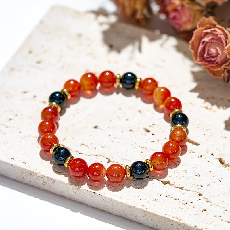 Olivenorma Natural Ruby Quartz Black Onyx Beads Bracelet - image 2