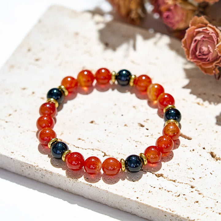 Olivenorma Natural Ruby Quartz Black Onyx Beads Bracelet - image 2