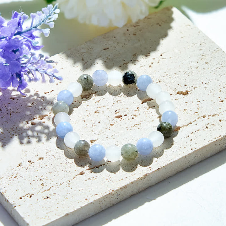 Olivenorma Natural Clear Crystal Aquamarine Labradorite Beads Bracelet - Clear Crystal & Aquamarine & Labradorite - image 0
