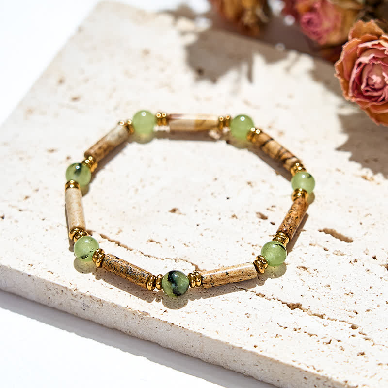 Olivenorma Natural Picture Jasper Prehnite Beads Bracelet - image 2