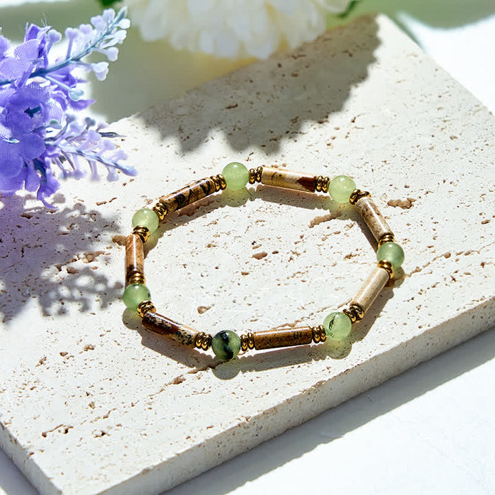 Olivenorma Natural Picture Jasper Prehnite Beads Bracelet - Picture Jasper & Prehnite - image 0