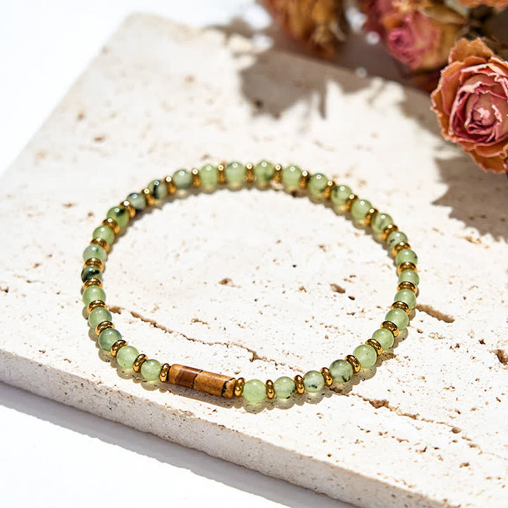 Olivenorma 4mm Natural Prehnite Picture Jasper Beads Bracelet - image 2