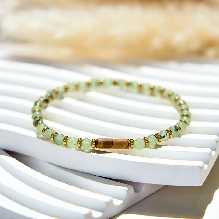 Olivenorma 4mm Natural Prehnite Picture Jasper Beads Bracelet - image 3