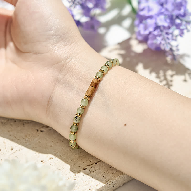 Olivenorma 4mm Natural Prehnite Picture Jasper Beads Bracelet - image 1