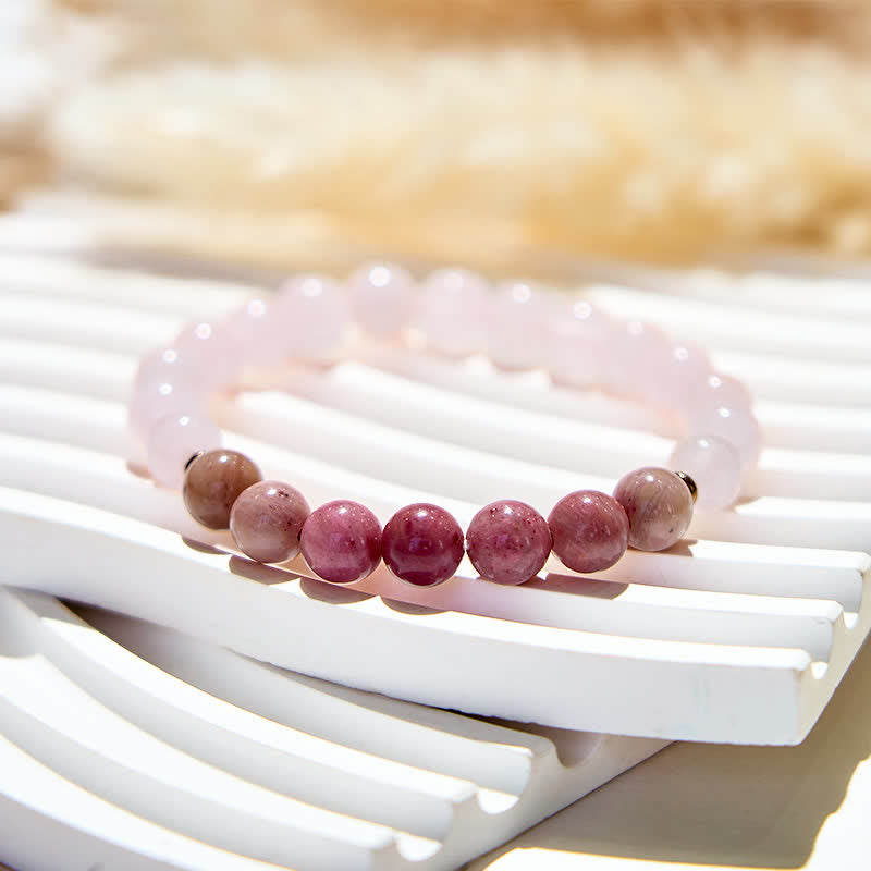 Olivenorma Natural Rose Quartz Rhodonite Beads Bracelet - image 3