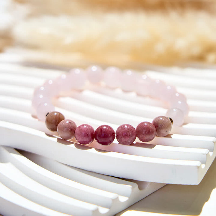 Olivenorma Natural Rose Quartz Rhodonite Beads Bracelet - image 3