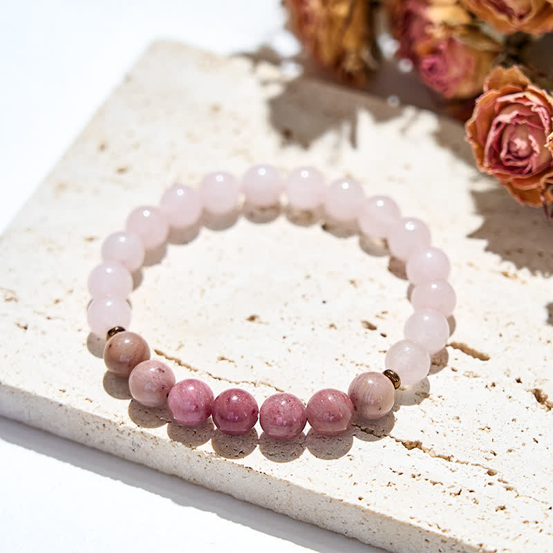 Olivenorma Natural Rose Quartz Rhodonite Beads Bracelet - image 2