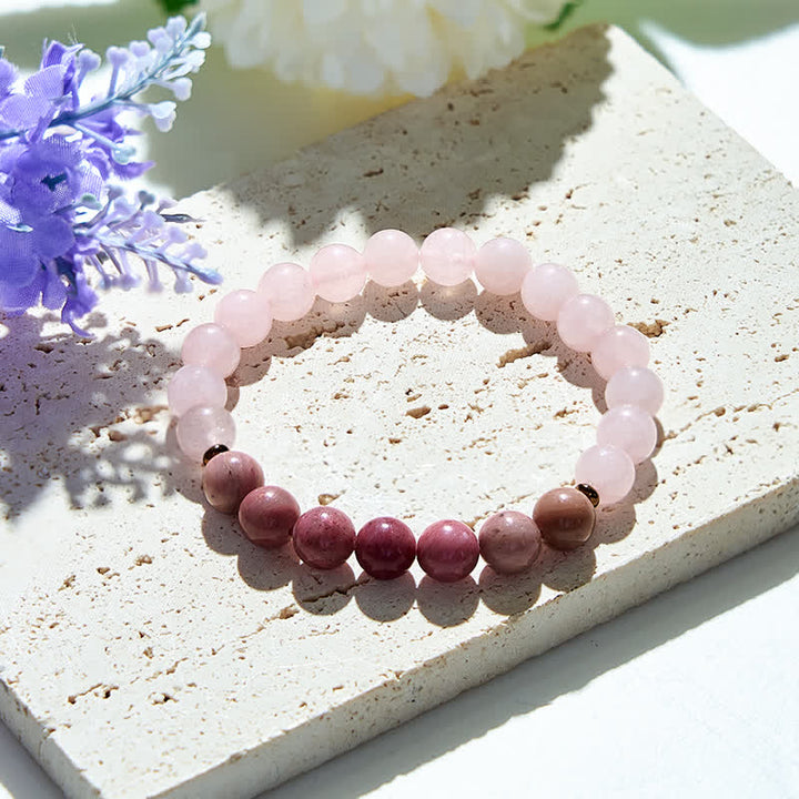 Olivenorma Natural Rose Quartz Rhodonite Beads Bracelet - Rose Quartz & Rhodonite - image 0