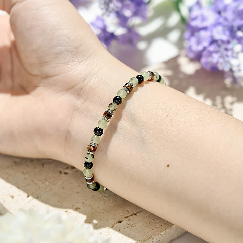 Olivenorma 6mm Natural Prehnite Obsidian Beads Bracelet - image 1