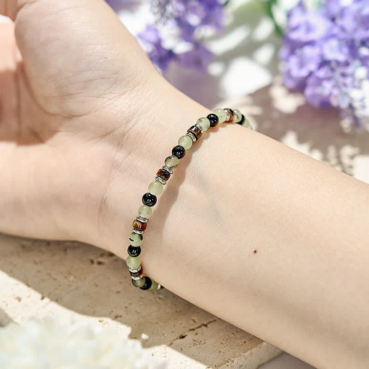 Olivenorma 6mm Natural Prehnite Obsidian Beads Bracelet - image 1