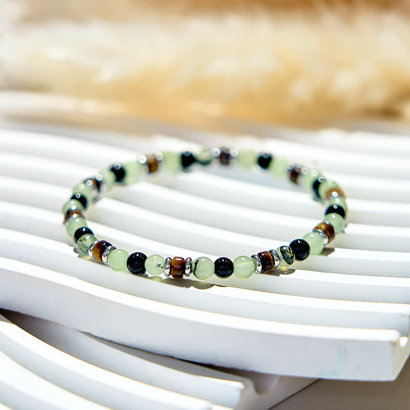 Olivenorma 6mm Natural Prehnite Obsidian Beads Bracelet - image 4