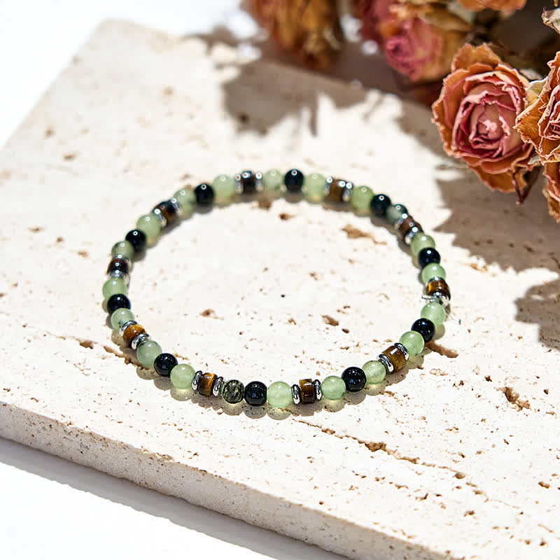 Olivenorma 6mm Natural Prehnite Obsidian Beads Bracelet - image 3