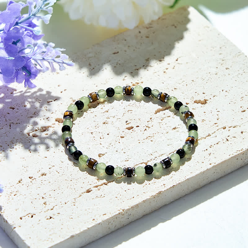 Olivenorma 6mm Natural Prehnite Obsidian Beads Bracelet - image 2