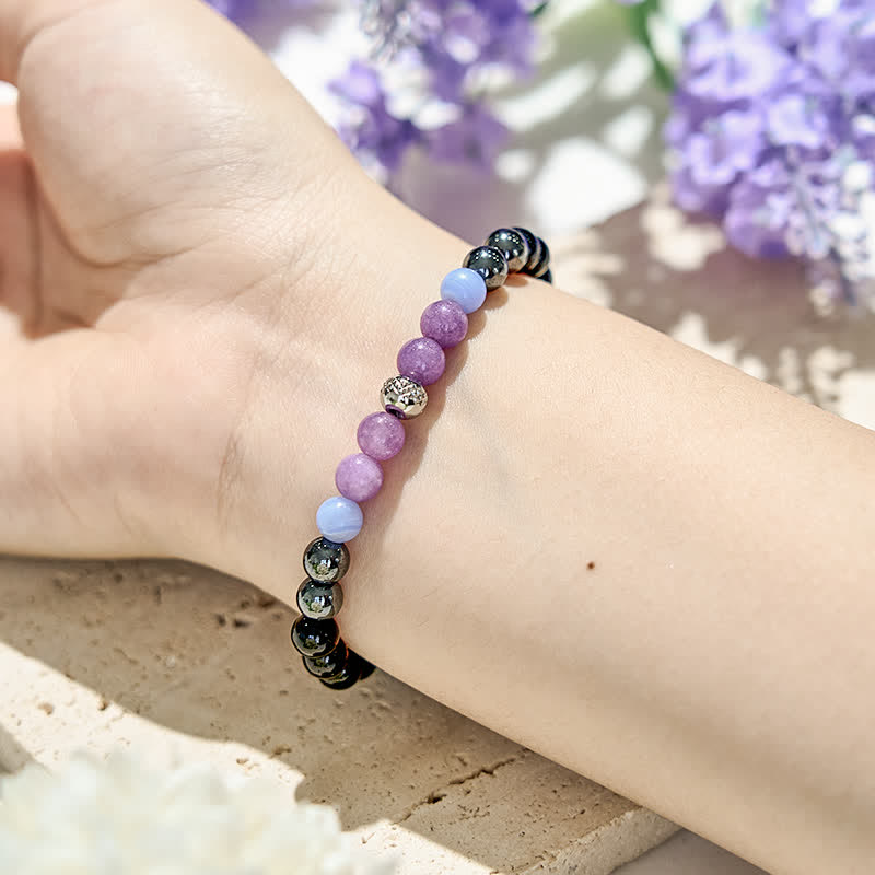 Olivenorma Natural Amethyst Hematite Obsidian Beads Bracelet - image 1