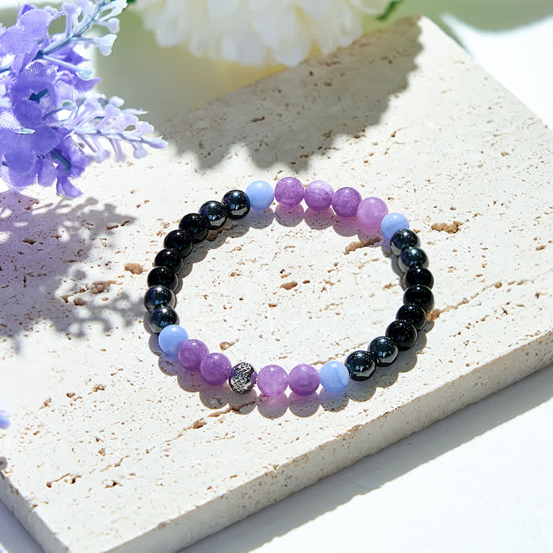 Olivenorma Natural Amethyst Hematite Obsidian Beads Bracelet - image 2