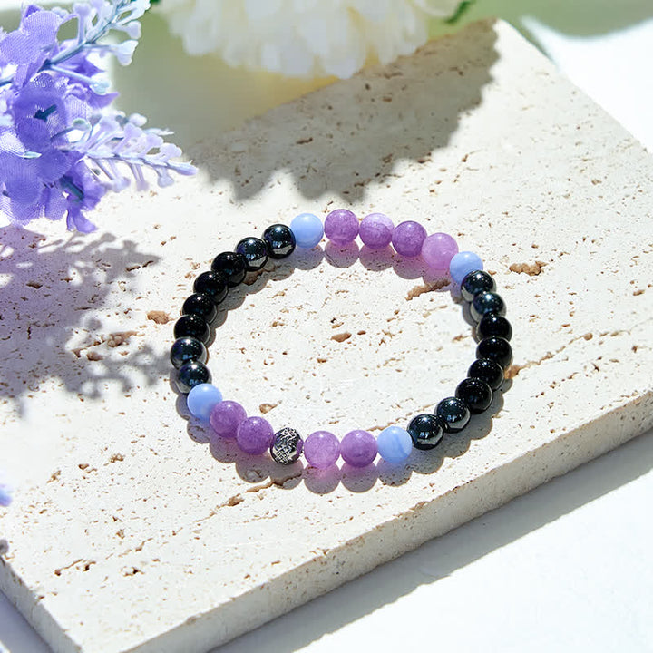 Olivenorma Natural Amethyst Hematite Obsidian Beads Bracelet - image 2