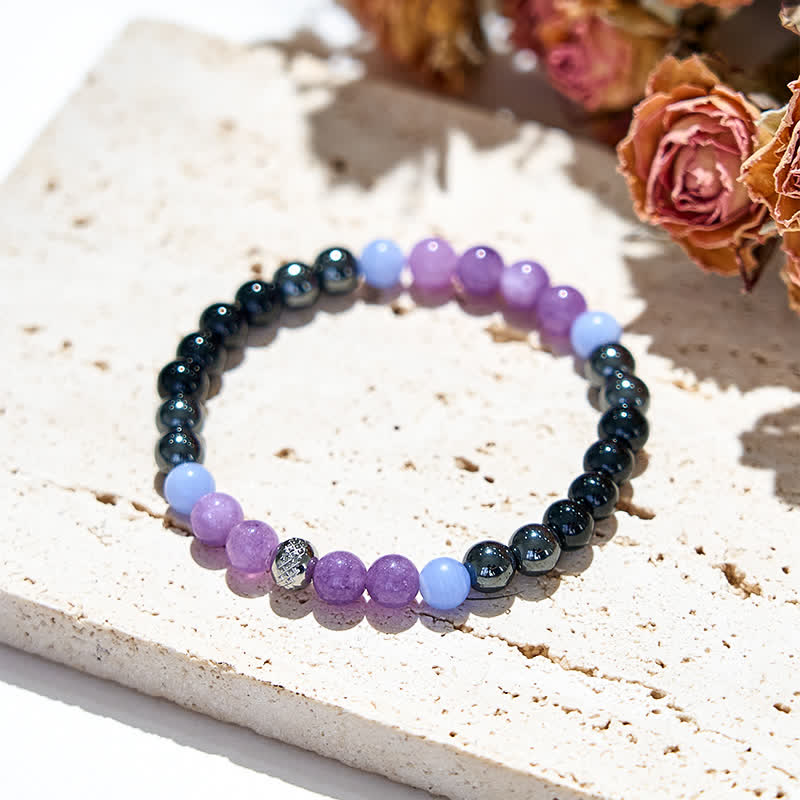 Olivenorma Natural Amethyst Hematite Obsidian Beads Bracelet - image 3