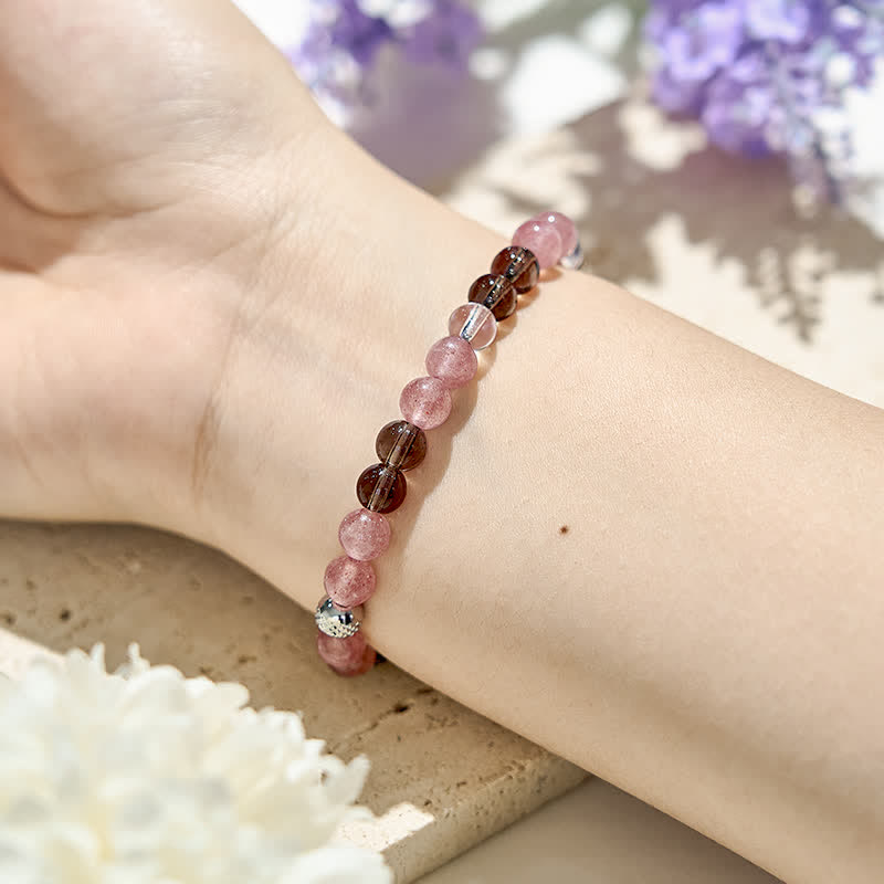 Olivenorma Natural Tiger Eye Strawberry Quartz Beads Bracelet - image 1