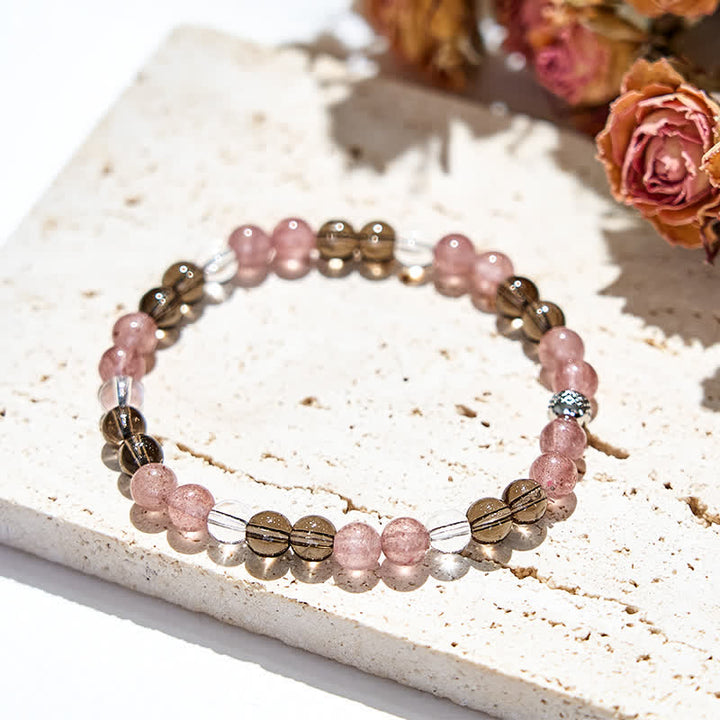 Olivenorma Natural Tiger Eye Strawberry Quartz Beads Bracelet - image 2