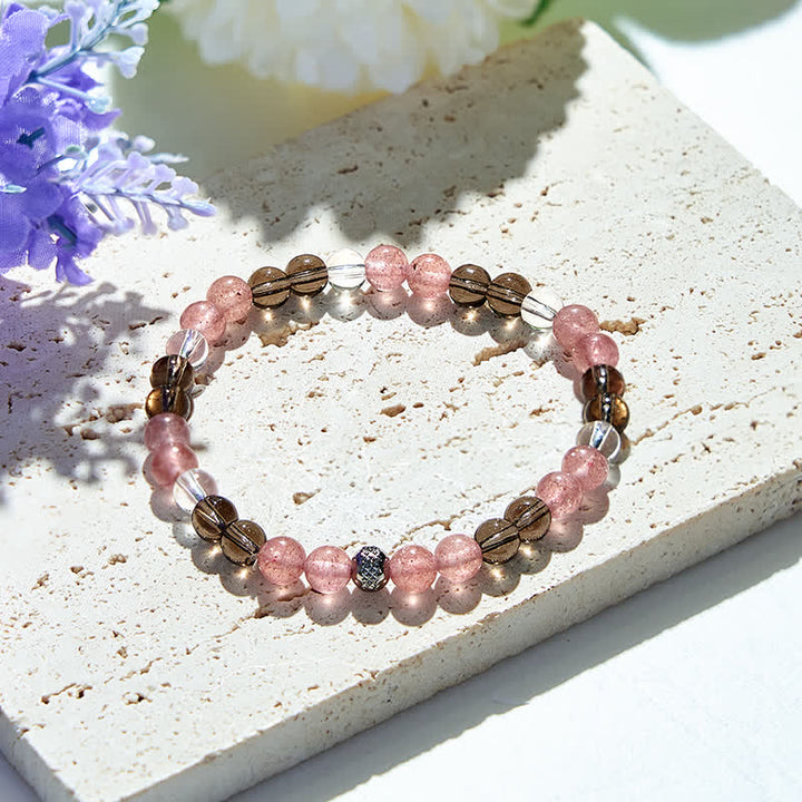 Olivenorma Natural Tiger Eye Strawberry Quartz Beads Bracelet - image 0