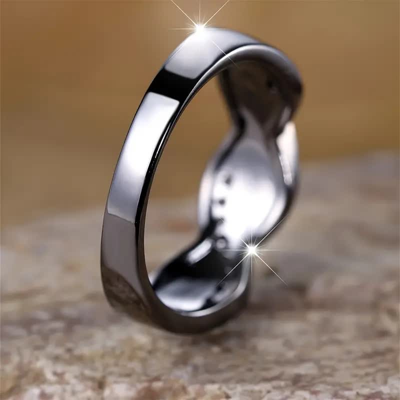 Olivenorma Black Gold Wavy Blue Opal with Zircon Ring - image 10