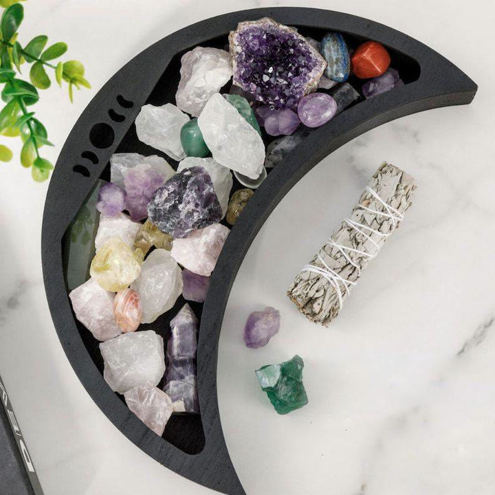 Olivenorma Engraved Moon Phase Design Crescent Tray Crystal Shelf - Moon - image 0