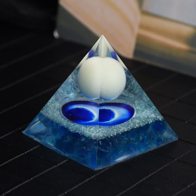 Olivenorma Opalite & Blue Glass Orgone Pyramid - image 1