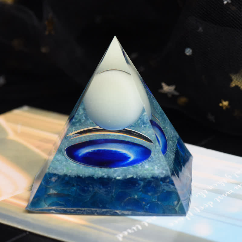 Olivenorma Opalite & Blue Glass Orgone Pyramid - image 0