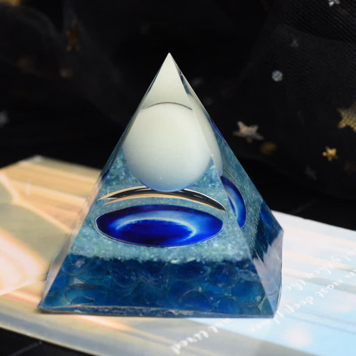 Olivenorma Opalite & Blue Glass Orgone Pyramid - image 0