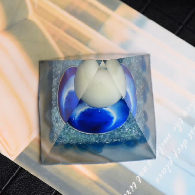 Olivenorma Opalite & Blue Glass Orgone Pyramid - image 4
