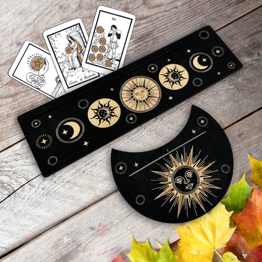 Olivenorma Wooden Moon Phase Tarot Card Stand Holder - Style U - image 2
