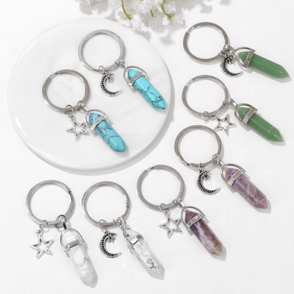 Olivenorma Hexagonal Natural Turquoise Stone Couple Keychain - image 14