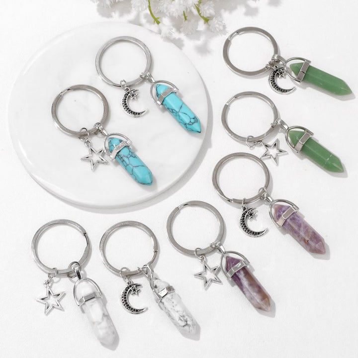 Olivenorma Hexagonal Natural Turquoise Stone Couple Keychain - image 14