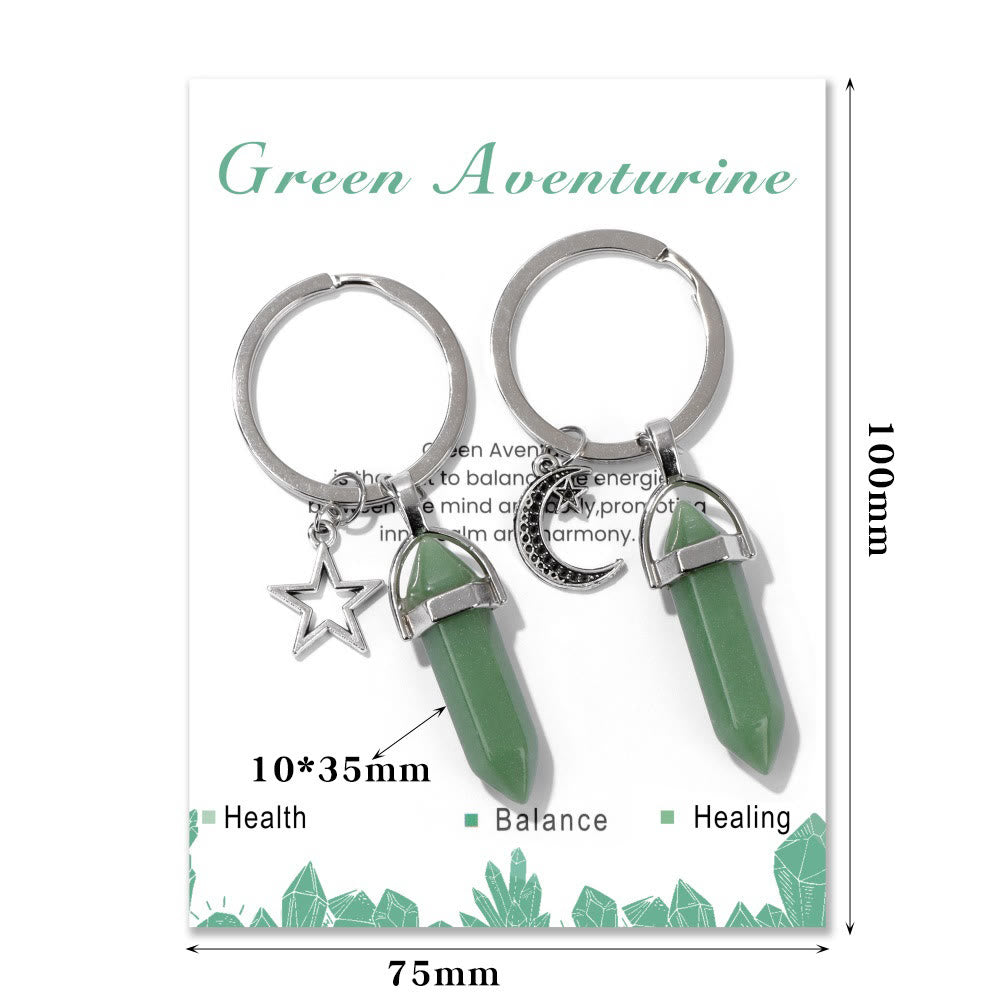 Olivenorma Hexagonal Natural Turquoise Stone Couple Keychain - image 9