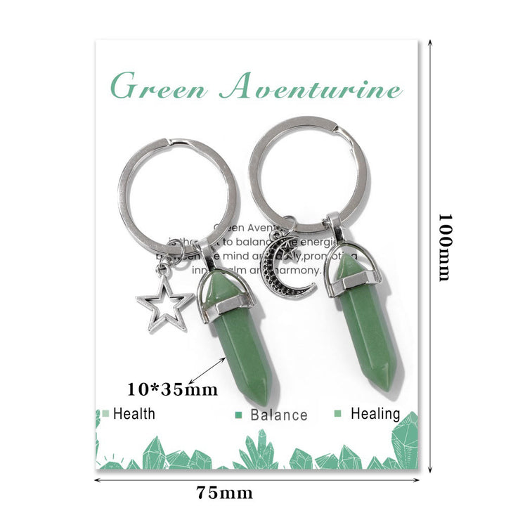 Olivenorma Hexagonal Natural Turquoise Stone Couple Keychain - image 9