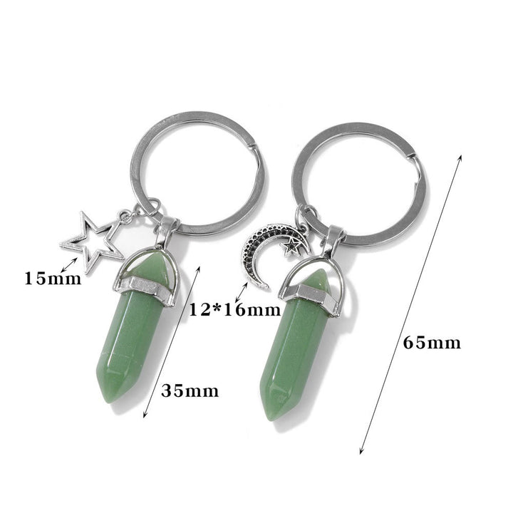Olivenorma Hexagonal Natural Turquoise Stone Couple Keychain - image 10