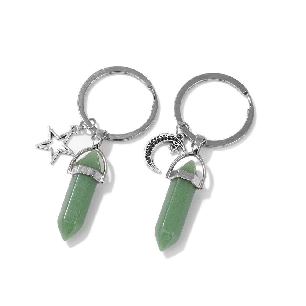 Olivenorma Hexagonal Natural Turquoise Stone Couple Keychain - image 6