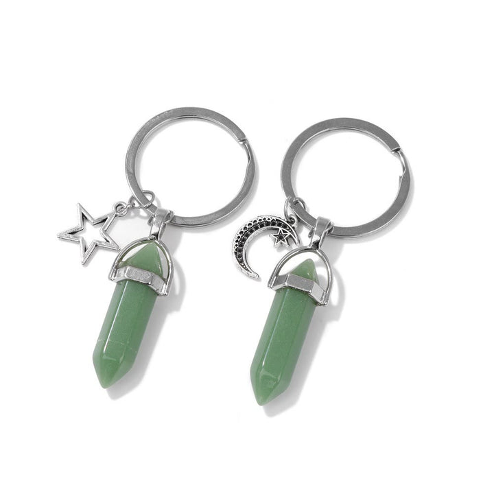 Olivenorma Hexagonal Natural Turquoise Stone Couple Keychain - image 6